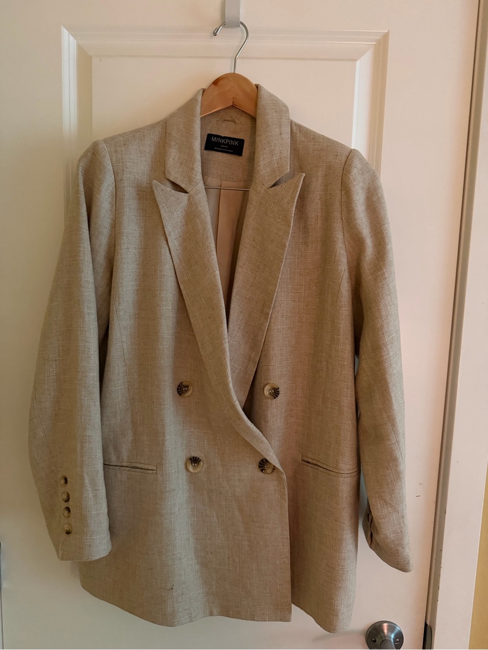 MINKPINK Double-Breasted Tan Blazer